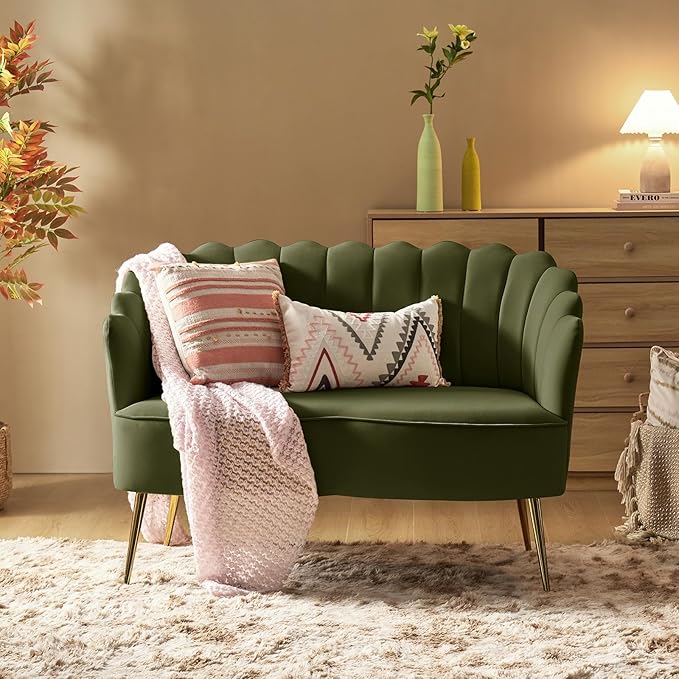 HULALA HOME Modern Velvet Loveseat Sofa