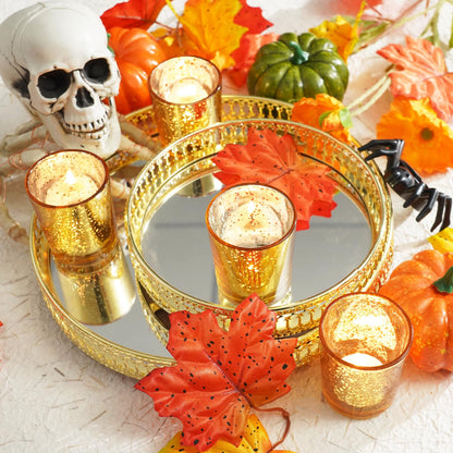 Homemory 36 Pcs Gold Votive Candle Holders, Mercury Glass Candle Holder, Tealight Candle Holders for Table Centerpieces, Baby Shower, Party, Anniversary, Wedding, Home Decor, Halloween, Christmas