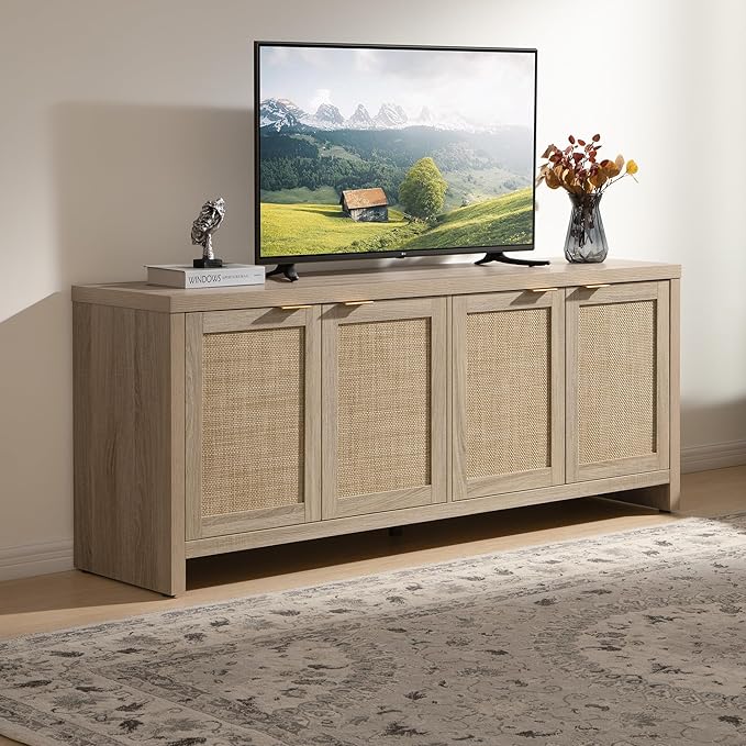 SICOTAS TV Stand for Living Room Boho Entertainment Center for Bedroom