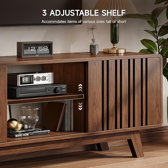 ONBRILL 63-Inch TV Stand for TVs up to 75 Inch, Mid-Century Modern Television