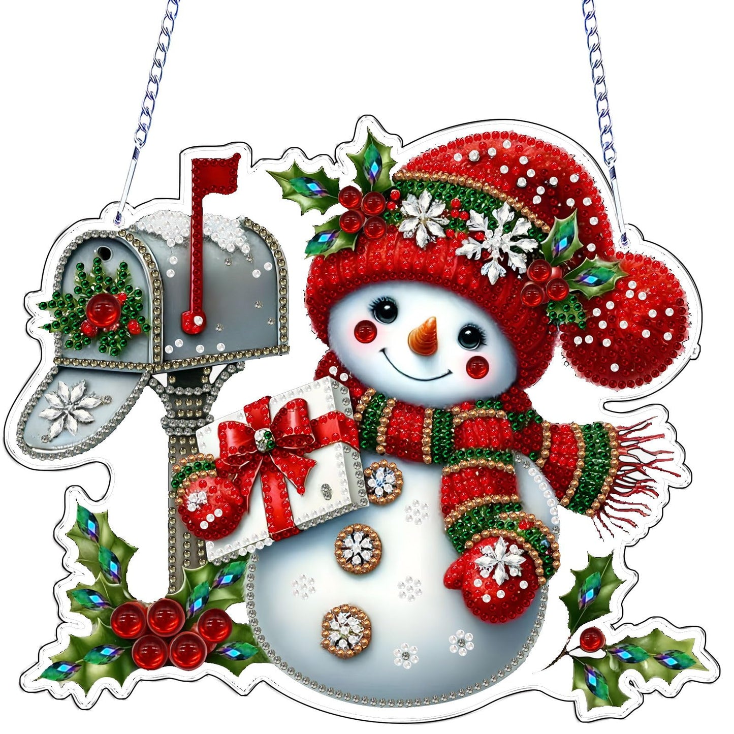 VODAPYC Christmas Diamond Art Hanging Kits for Adults, DIY Special Shaped Diamonds Painting Window Pendant Ornament for Home Decor (Snowman-3)