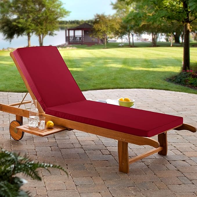 Chaise Lounge Cushion Outdoor, Waterproof and Stain-Resistant Lounge Deck