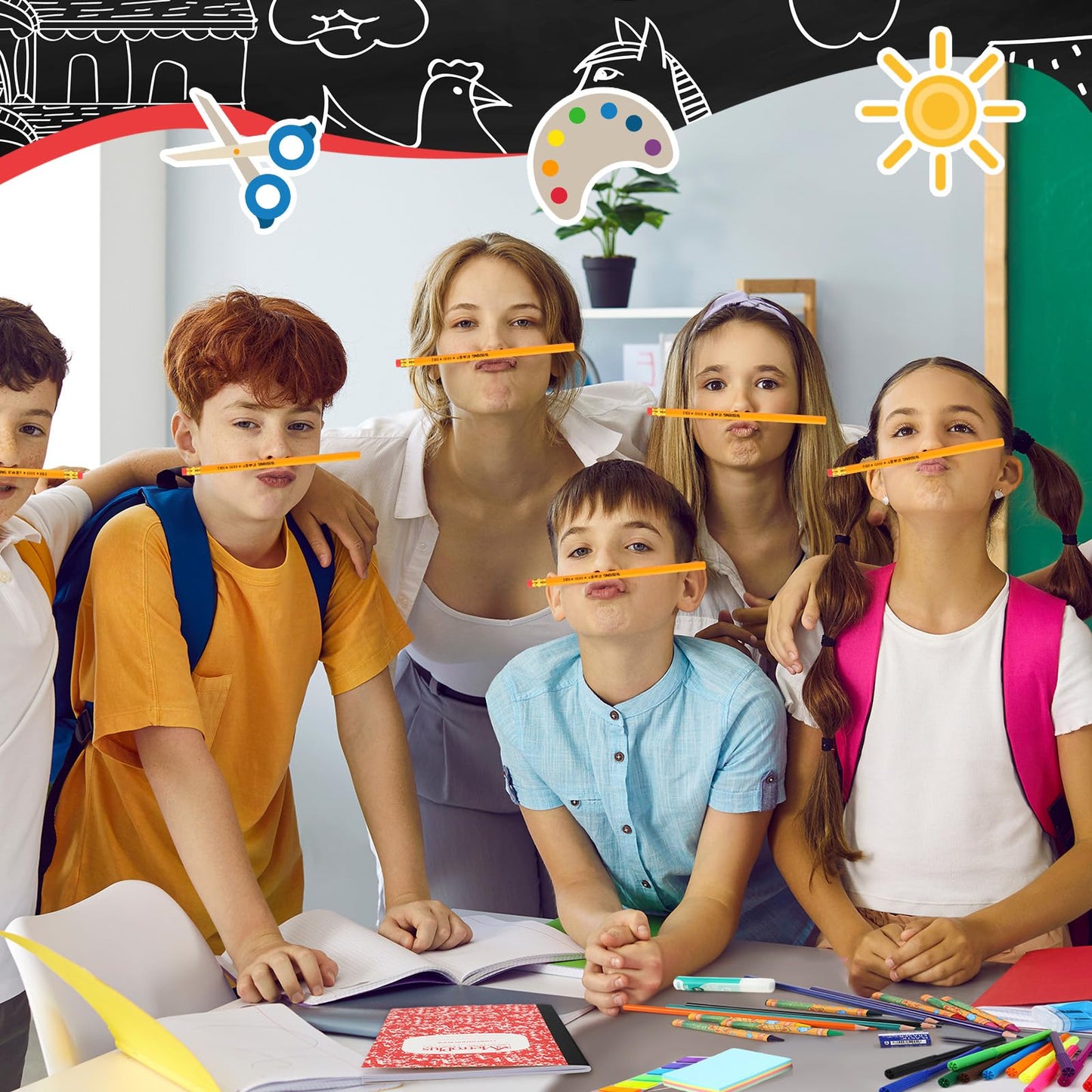 Gilprop 352 Pcs School Supply Kit 4 Set Back to School Supplies for Students Essential Bundle Kit Include Pencil Notebook Ruler Glue Scissor Sticky Note Eraser Pencil Sharpener