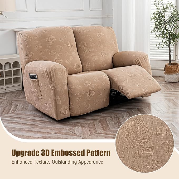 Gennia Recliner Loveseat Cover 4 Pieces, Waterproof Stretch Recliner Sofa