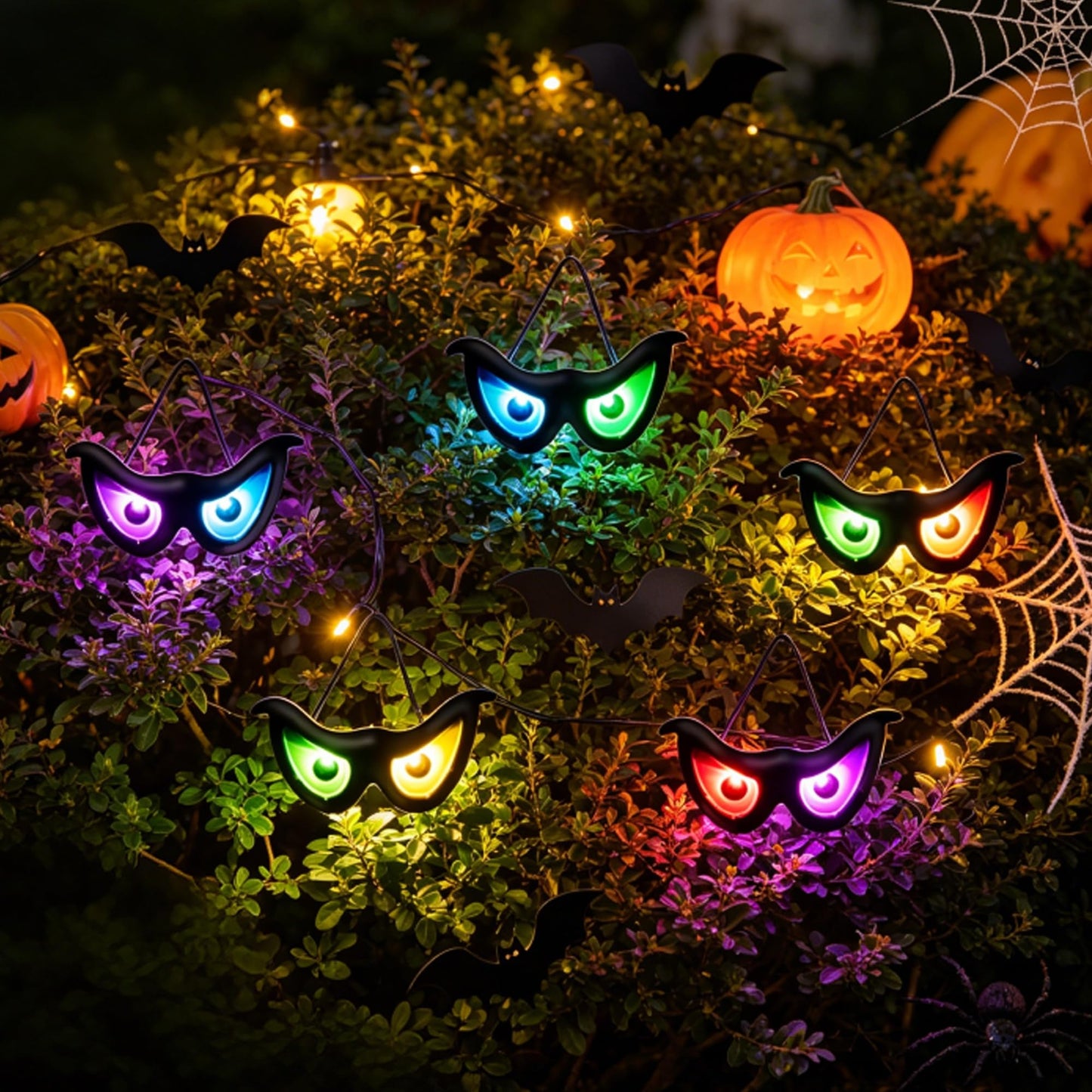 yofit 6.5ft Outdoor Halloween Decorations 5 Pairs Glowing Eyes