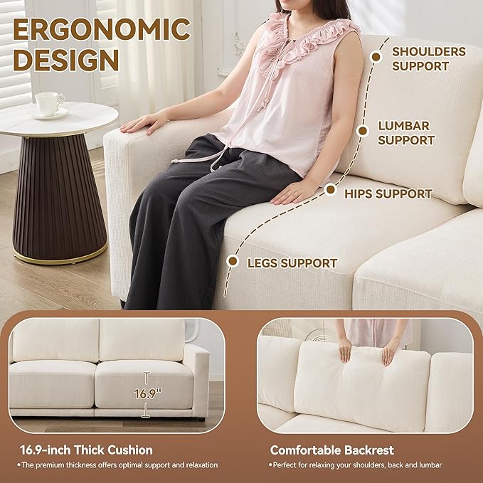 77.4" Modular Sectional Loveseat Sofa, Cloud Deep Seat Couch, Love Seat Sofas
