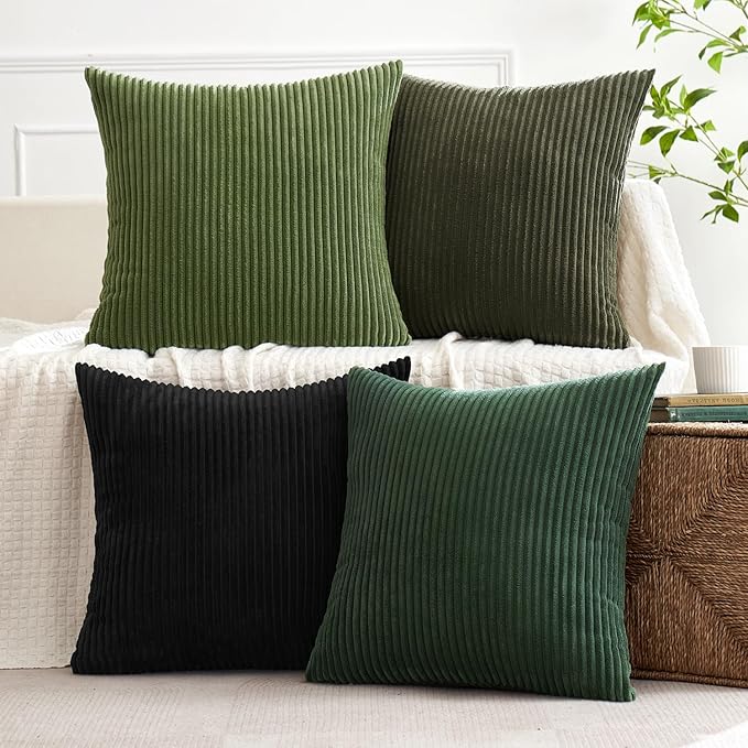 MIULEE Boho Farmhouse Throw Pillow Covers 18x18 Inch Set of 4 Mordern Neutral