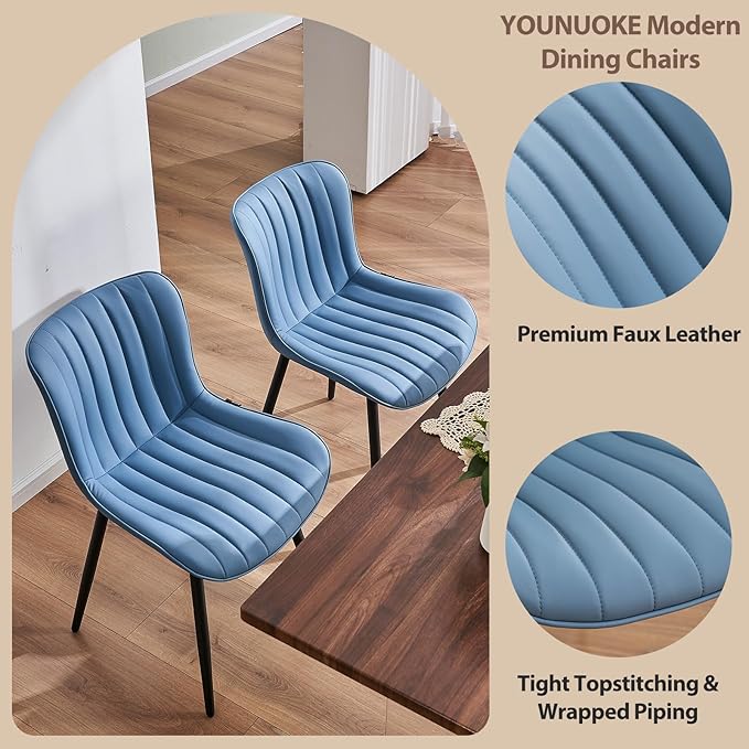 YOUNUOKE Mid-Century Modern Dining Chairs Set of 2, Armless Accent Chair