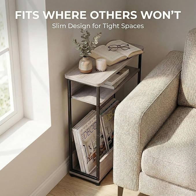 Narrow Side Table, 3-Tier Slim End Table