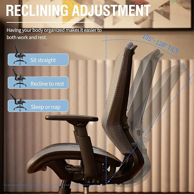ELABEST T96 Mesh Office Chair, Ergonomic Computer Desk Chair, Sturdy Task