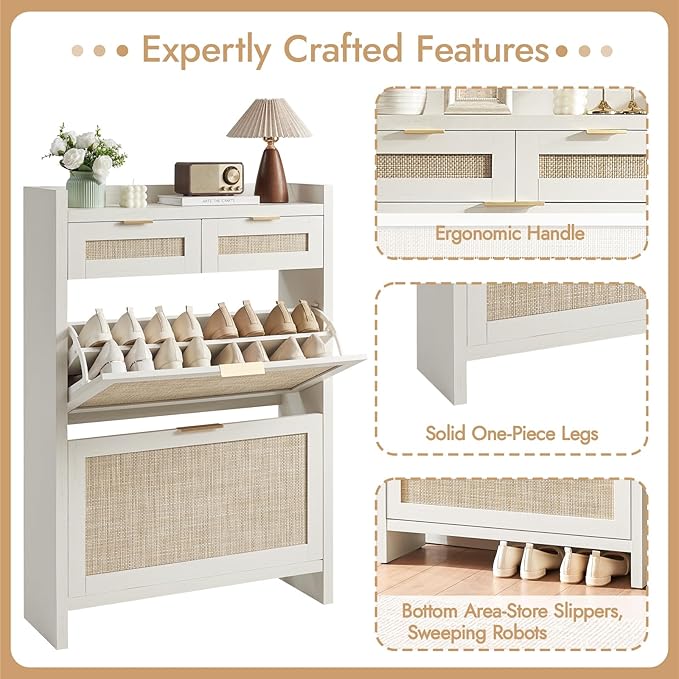 HOKYHOKY Rattan Shoe Storage Cabinet