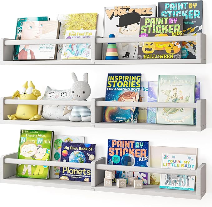 Fixwal Nursery Bookshelves, 32in Floating Bookshelves