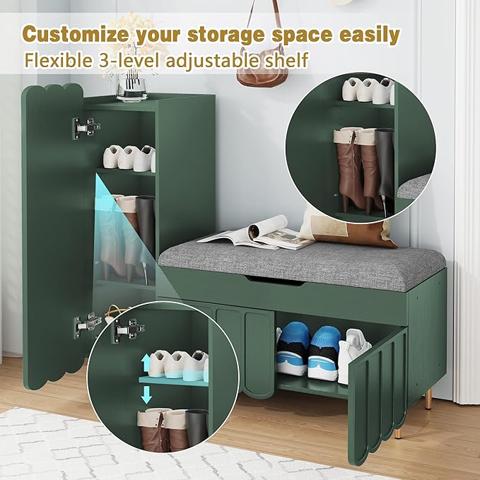 3More Shoe Organizer Cabinet, Entryway Bench