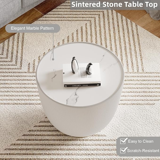 SSLine Bowl-Shape Coffee Table Set of 2 Modern Sintered Stone Top Nesting