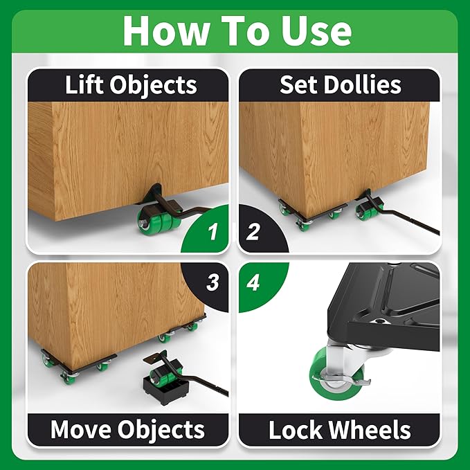 NEST EASY Upgraded Heavy Duty Furniture Dolly 360° Rotating 5 Wheels, Alloy