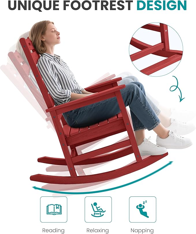 SERWALL Outdoor Rocking Chair, Oversized Rocking Chair