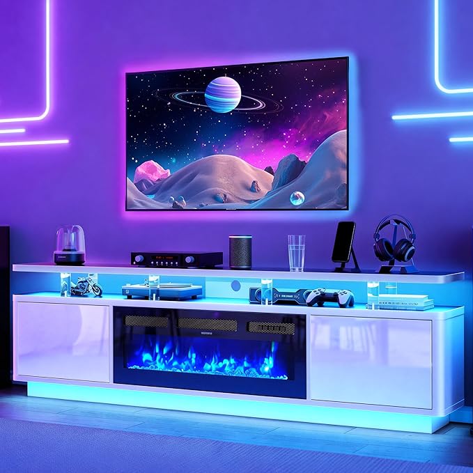 MXV 80" Fireplace TV Stand for TVs UP to 90", Entertainment Center