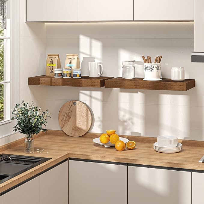 32Inch Floating Shelves for Wall, 12 Inch Deep Shelves for Bedroom, Bathroom