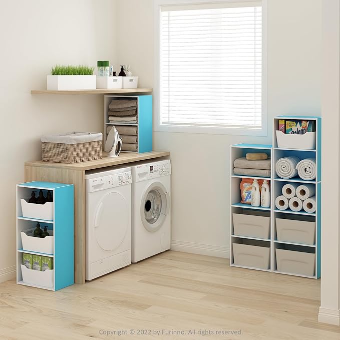 Furinno Luder Bookcase / Book / Storage, Light Blue/White