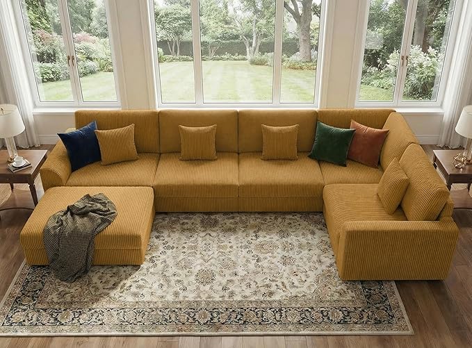 146" Modular Sectional Sofa, Oversized U Shaped Couch, Convertible Sleeper Sofa