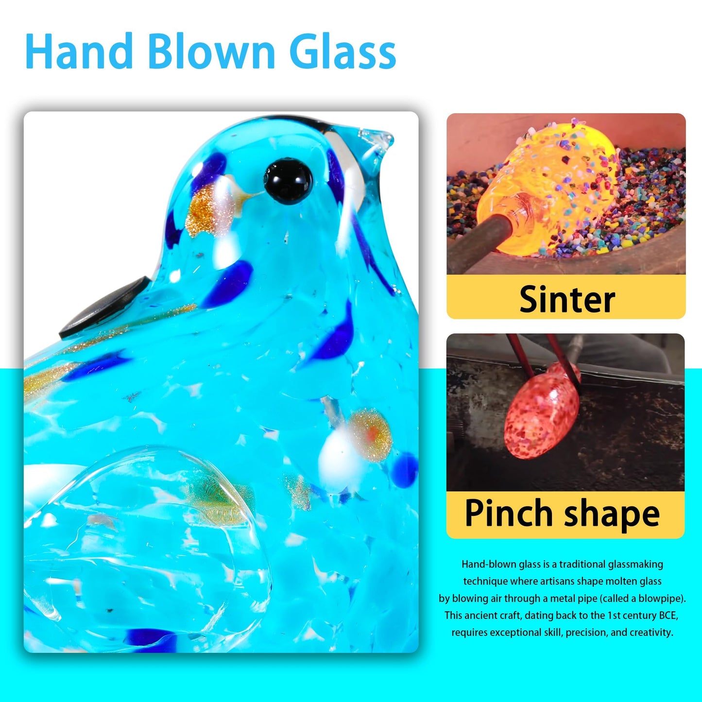 Plant Watering Globes, Bird Glass Self Watering Planter Insert - For Indoor & Outdoor Plants - Glass Plant Water Globes For Daily Use, Planter Spikes To Support Indoor & Outdoor Plant Health, Sky Bule