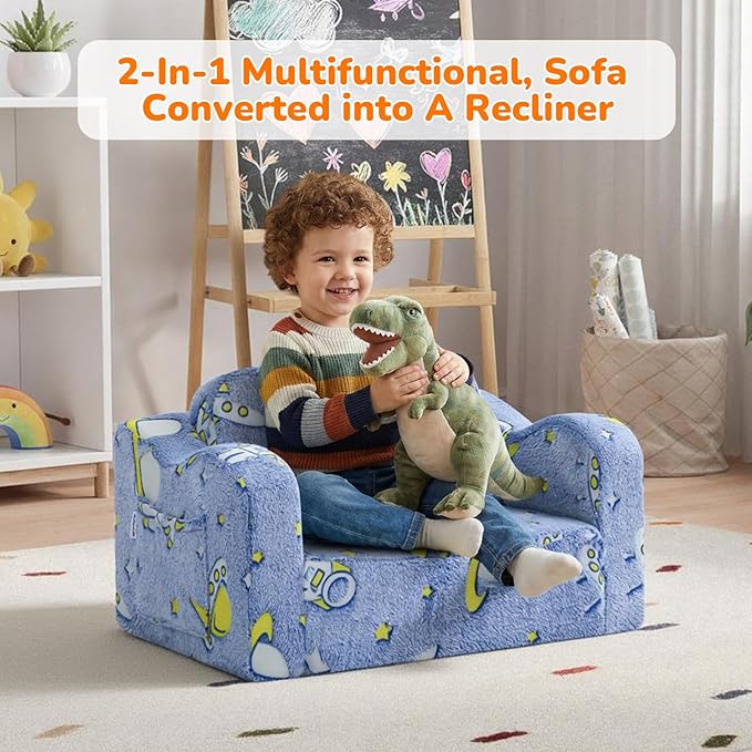 MeMoreCool Glowing Rocket Kids Chair, Glow-in-the-Dark Space Kids Couch
