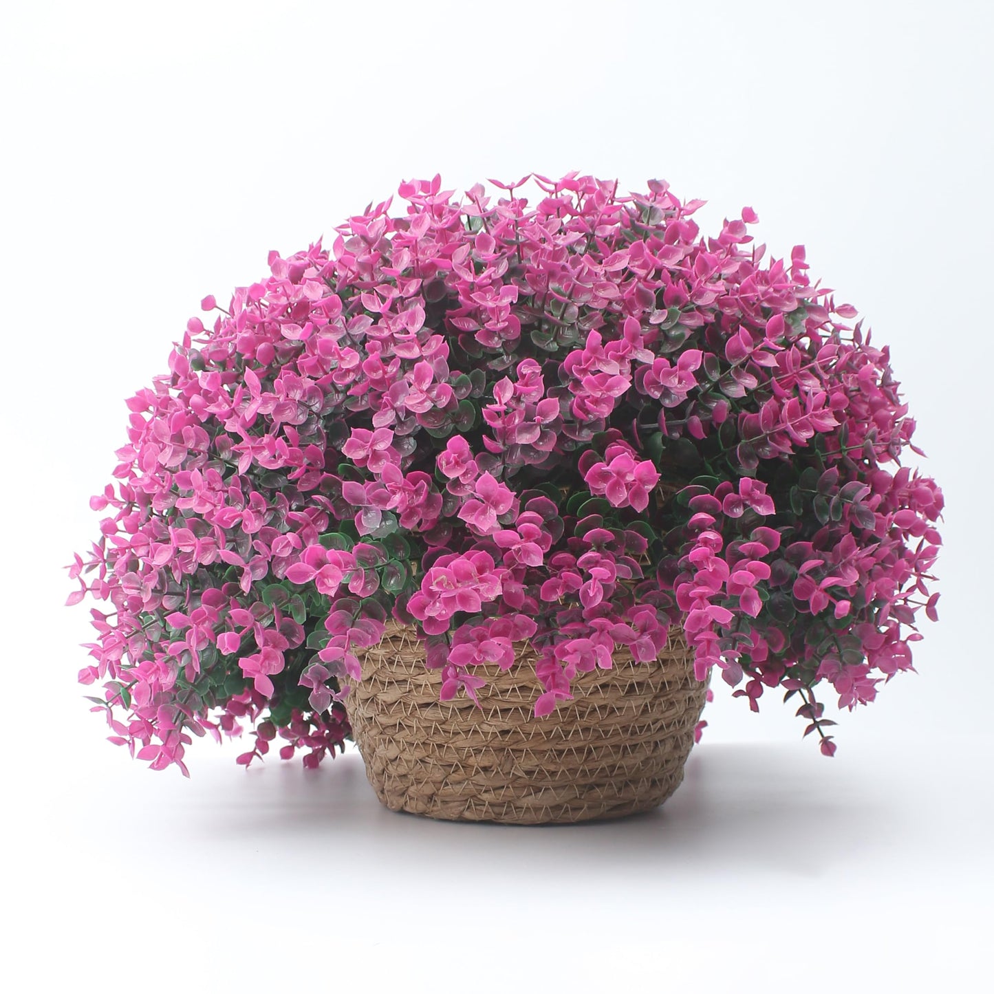 Small Basket Planter 7.1" x 5.9" Seagrass Containers, Hand Woven Wicker Cover Storage, Stylish Plastic Liners Straw Flower Jute Pots for Outdoor Indoor Use Mums Front Porch Room Decoration