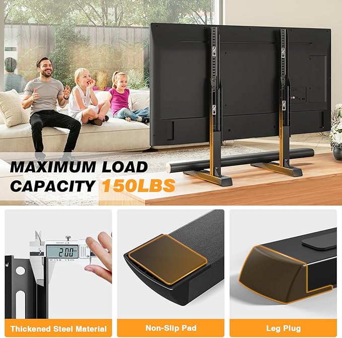 Universal TV Stand Mount for 24-80 inch Flat or Curved TVs, Height Adjustable