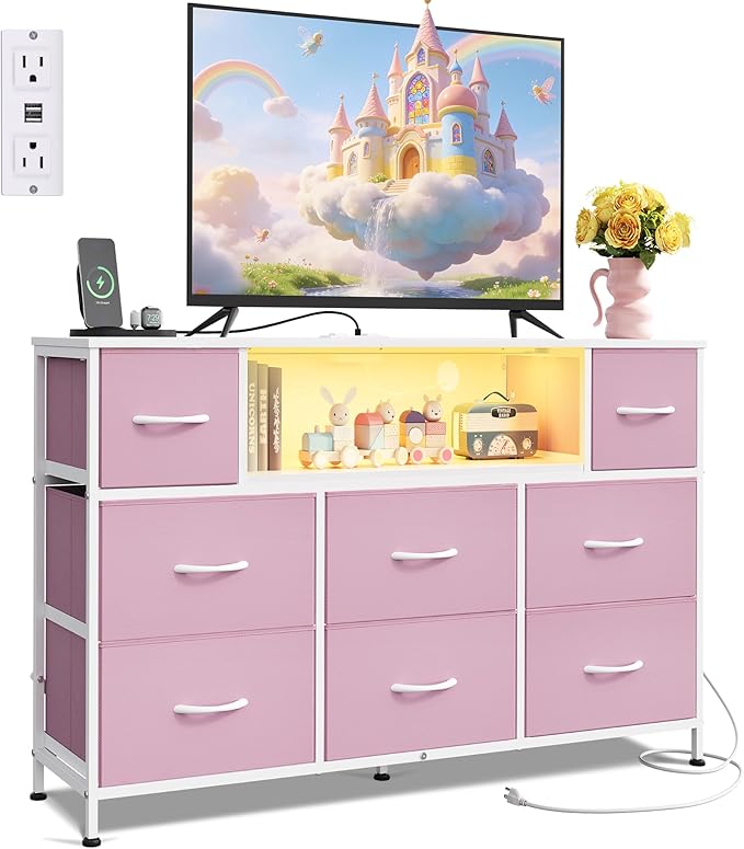 WLIVE Dresser TV Stand for 45, 55 inch TV, Entertainment Center