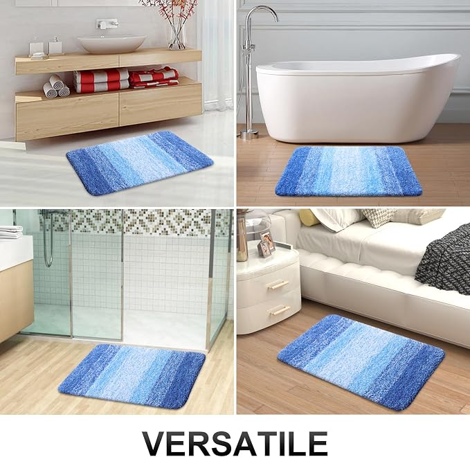 OLANLY Large Bathroom Rugs Mat 40x24, Extra Soft Absorbent Microfiber Bath Rugs, Rubber Backing, Quick Dry, Washable Bath Mats for Bathroom, Tub and Shower, Home Decor Accessories, Light Royal Blue