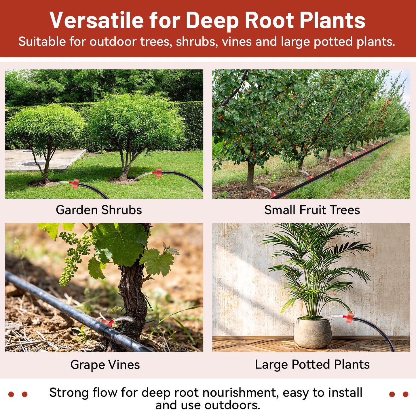 100 PCS 4 GPH Pressure Compensating Drip Irrigation Spot Dripper, Max Flow Drip Irrigation Emitters Heads for Dry Soil Thirsty Plants, Irrigation Drippers Parts for Arid Area Outdoor Irrigation