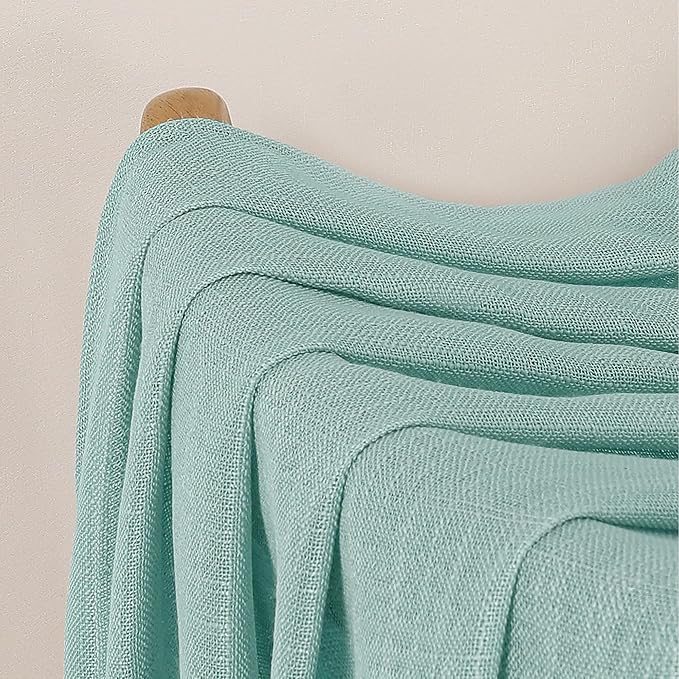 Chyhomenyc Extra Long Aqua Green Semi Sheer Curtains 120 Inches Long 2 Panels