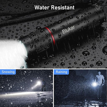Blukar Rechargeable Flashlight 2 Pack, High Lumens Flashlight, Super Bright Small LED Flash Light- Zoomable, Adjustable Brightness, Long Lasting for Camping, Outdoors and Home Emergency