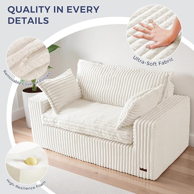 MAXYOYO Bean Bag Sofa Couch, Loveseat Boneless Couch in a Box, Upholstered