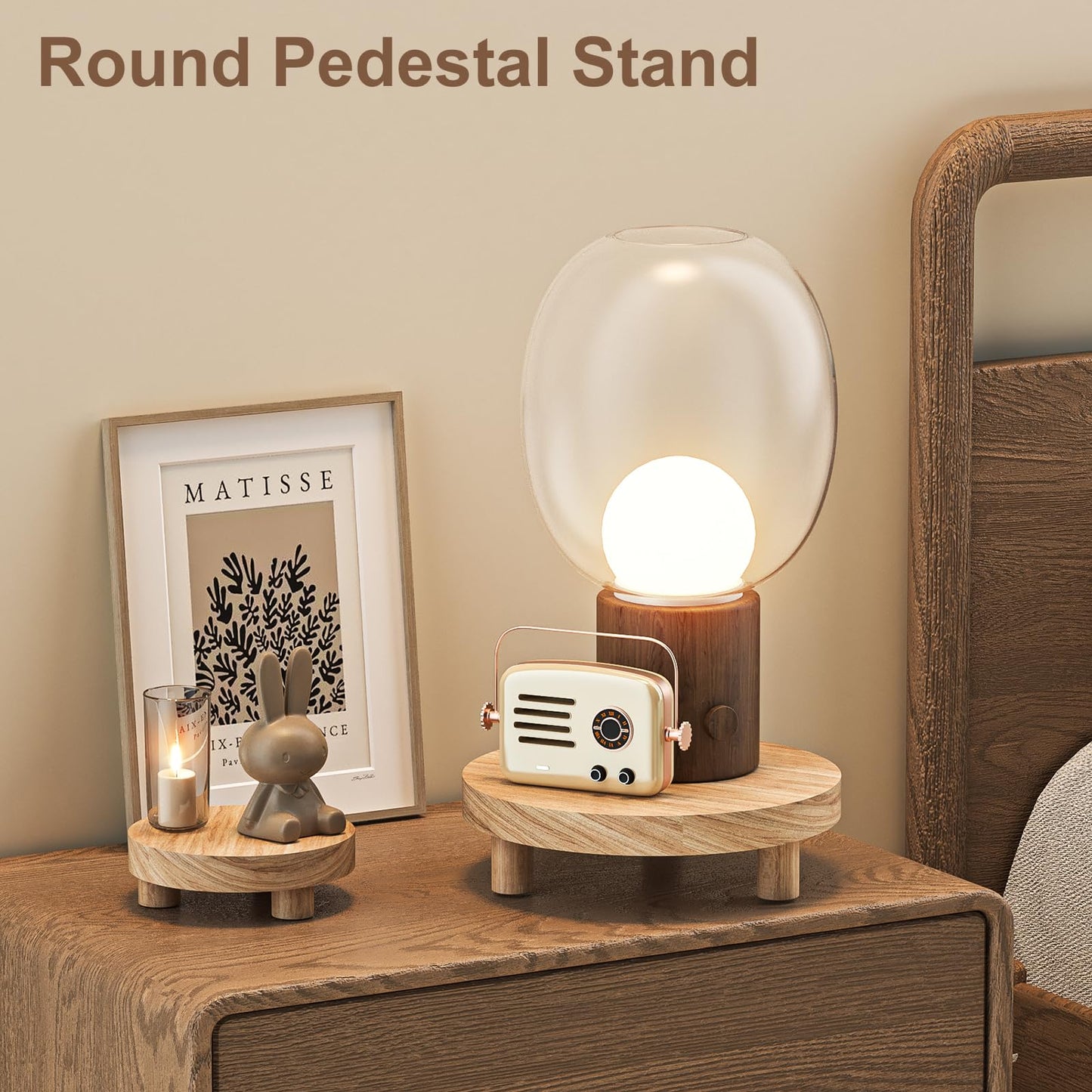 Wood Plant Stand Indoor Outdoor, 12/10/8/6" Round Wood Riser for Decor, Wooden Stool Display Stand Flower Pot Holder Small Planter Tray Modern Potter Decorative for Desktop Counter Room (Natural-4pcs)