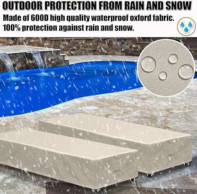 Outdoor Chaise Lounge Cover 1 Pack Patio Lounge Chair Covers Waterproof 600D