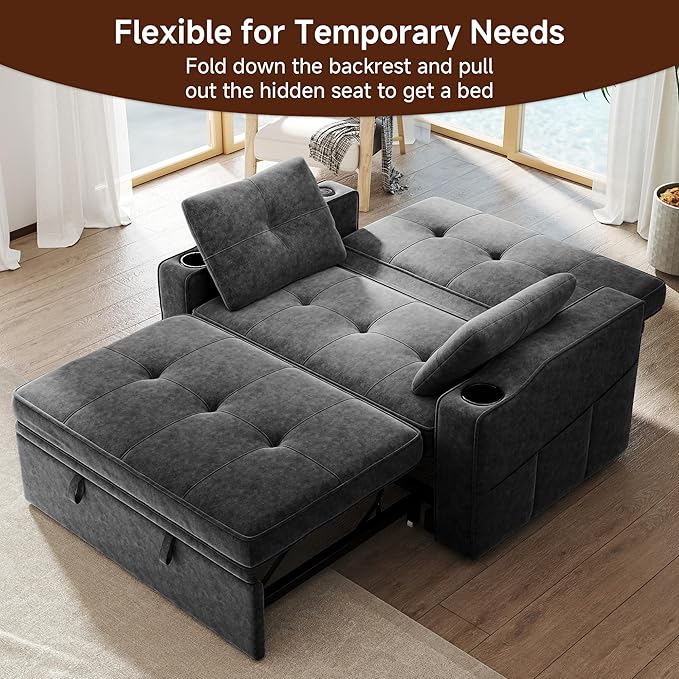 Loveseat Sleeper Sofa, 3-in-1 Convertible Sofa Bed, Pull Out Couch
