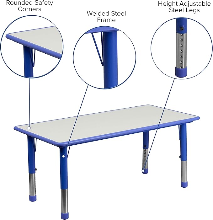 Flash Furniture Wren 23.625''W x 47.25''L Rectangular Blue Plastic Height