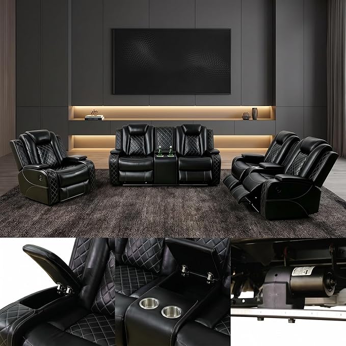 Leather Sofa Set, Power Recliner Sofa Set