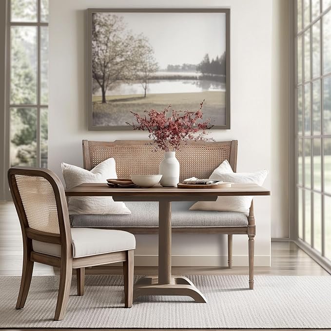 Madison Park Willshire Natural Rattan Settee, Upholstered Seat