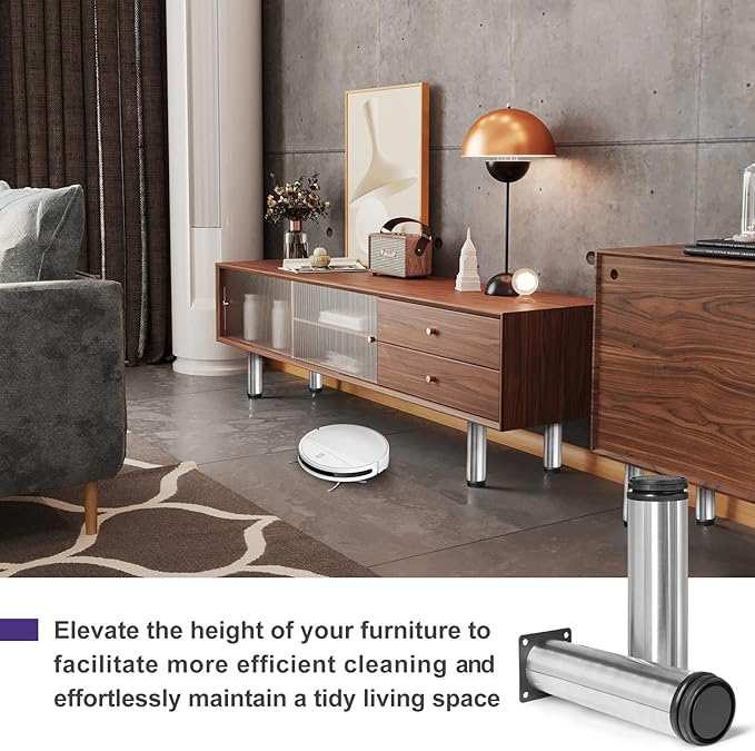8 Inch Metal Furniture Legs Stainless Steel Adjustable Legs Silver Metal Legs