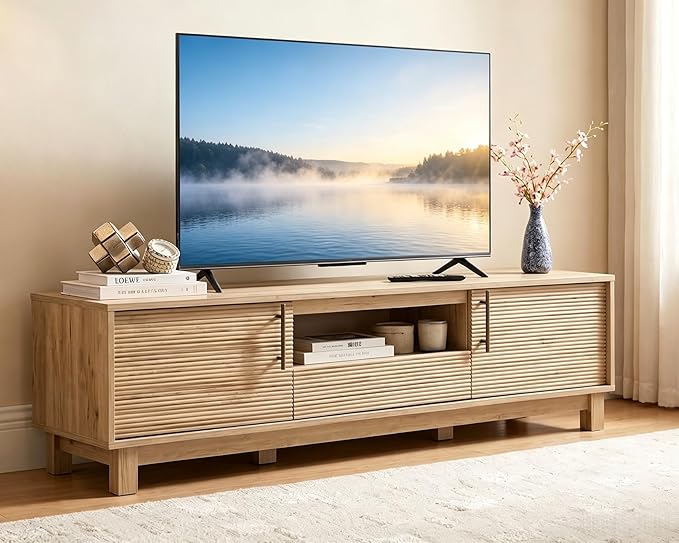 Amada 58" TV Stand for TVs up to 65 Inch, Fluted Entertainment Center