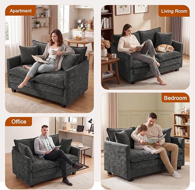 Loveseat Sofa Cloud Sofa Couch 50'', Modern Loveseats 2 Seat Couch 27" Deep Seat