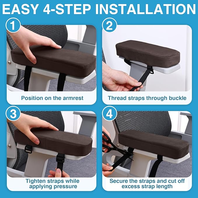 Smiry Ergonomic Office Chair Armrest Pads, Memory Foam Arm Rest Covers