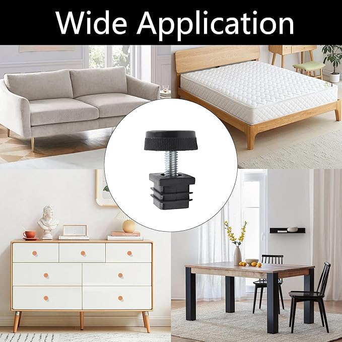 8Pcs Adjustable Leveling Feet, Square Insert Kit, Furniture Glide Leveler