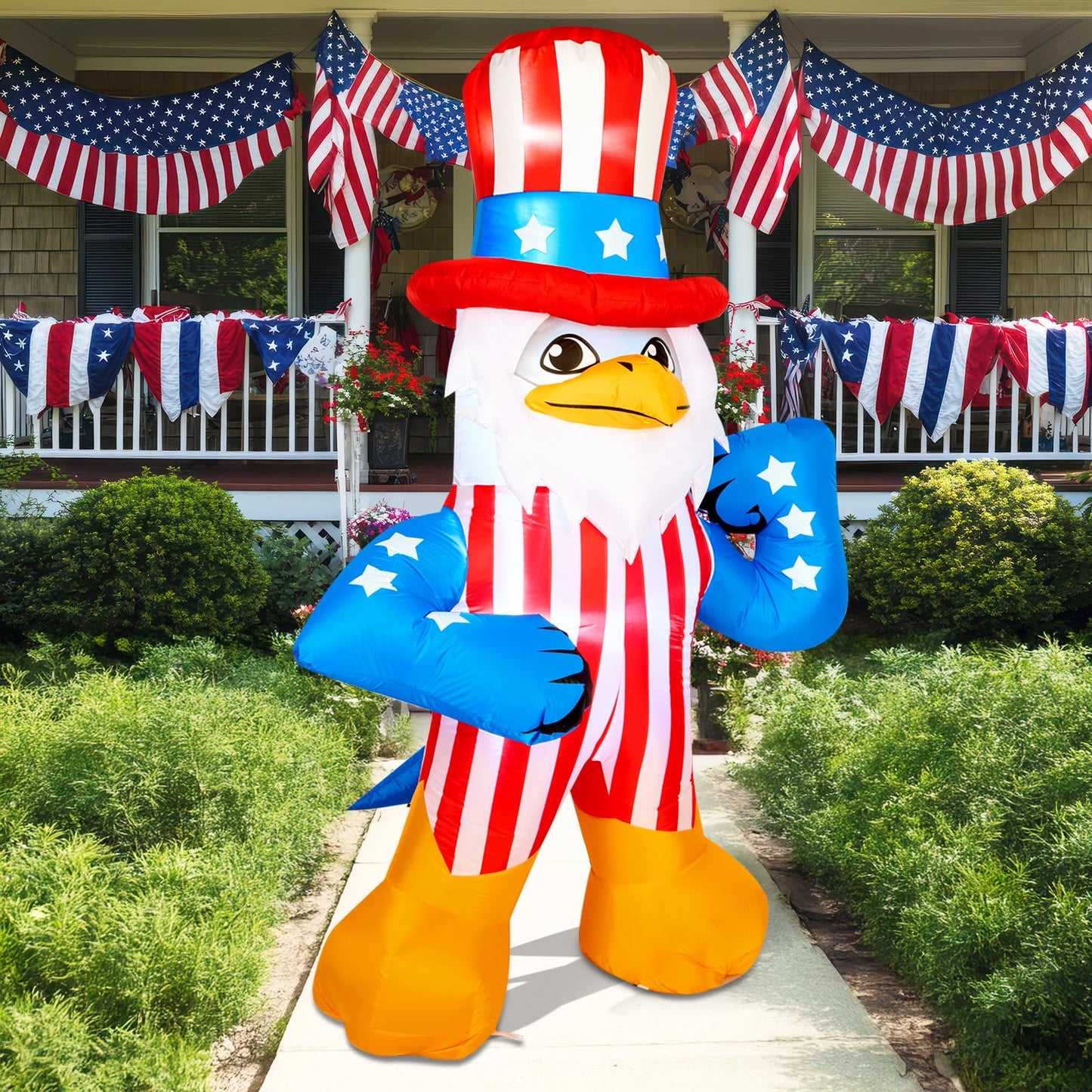 CAMULAND 6.1FT Inflatable American Eagle Patriotic Independence Day 4th of July Inflatable Outdoor Decorations Patriotic Inflatables with LED Lights for Yard Garden Lawn Memorial Day Decor