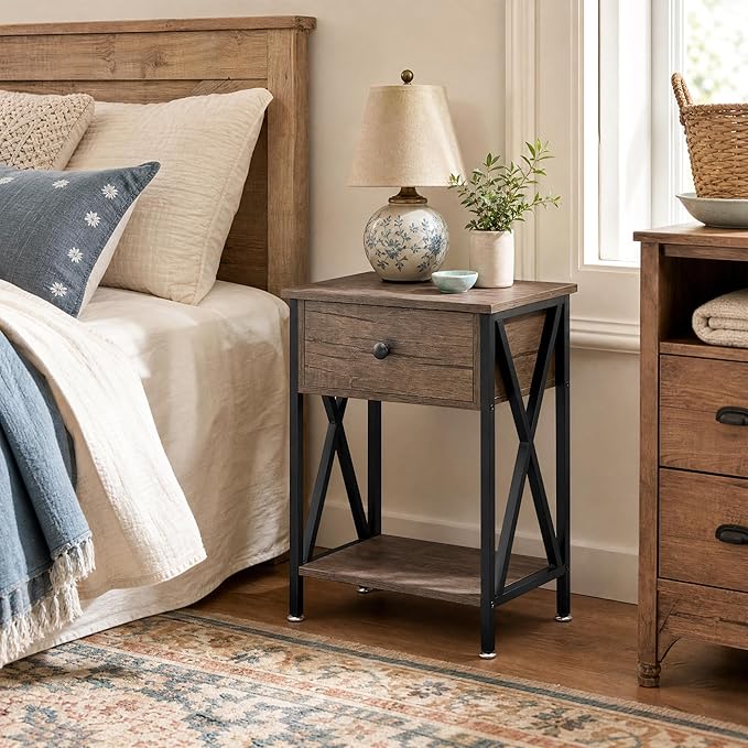 VECELO Nightstands Set of 2, Modern Bedside End Tables, Night Stands