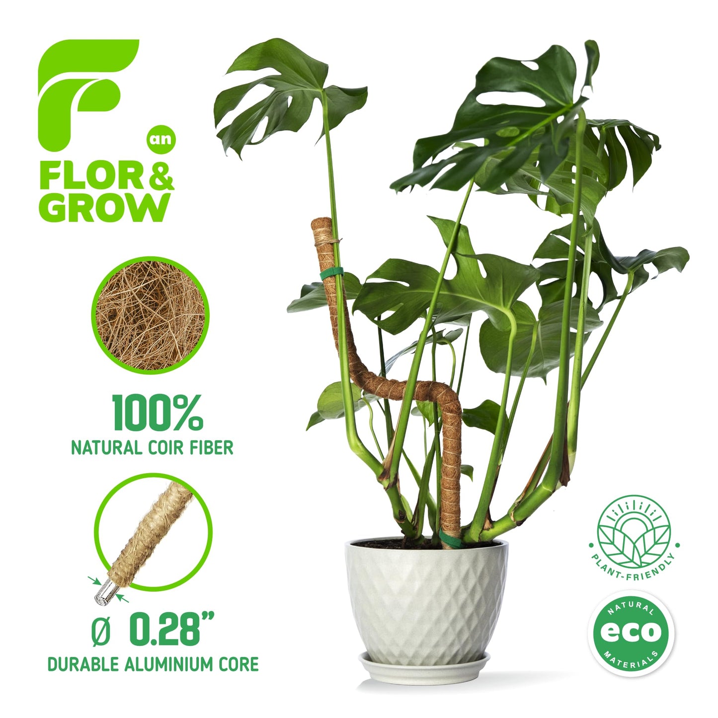 2 Pack 48" Sturdy Easy to Use Moss Pole Monstera Plant Support Stakes - Plant Stakes for Indoor Plants, Moss Poles for Climbing Plants, Tutores para Plantas Trepadoras Monstera Support Sticks