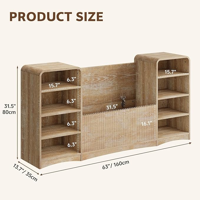 Shoe Cabinet with Bench, U-Shaped Shoe Storage Bench, Tall Shoes Cabinet with