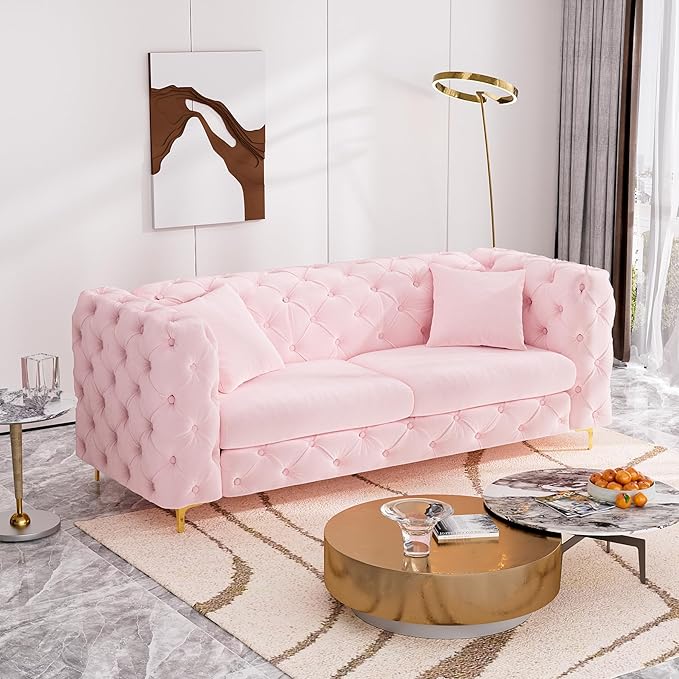 DAMAIFROM 75" Sofa Couch Mid Century Modern Velvet Couch Tufted Button Sofa